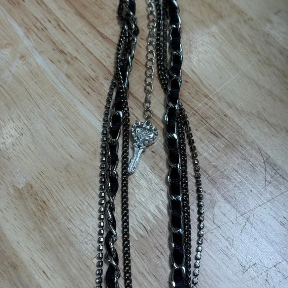 Betsey Johnson Silver and Black Crystal Necklace with Tassel - Picture 6 of 11